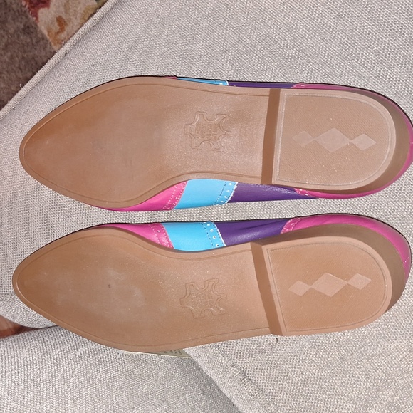 Frisco Bay vintage leather lace-up oxfords wing tips - 9M - purple pink teal - Picture 7 of 8